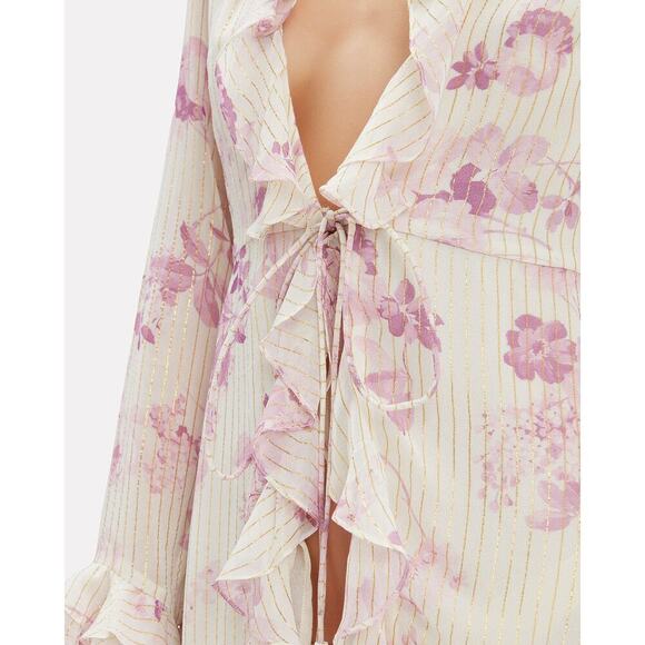 Rococo Sand Lilac Floral Mini Cover Up Dress Purple Size P - Picture 5 of 9